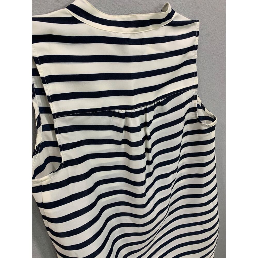 Size 00 J.Crew Womens Sleeveless Blouse Navy Blue White Stripe - Picture 7 of 8